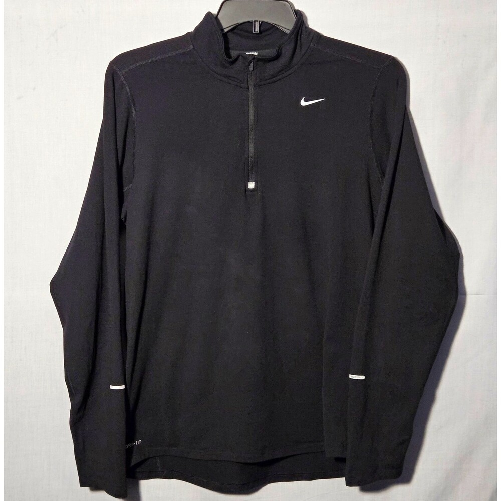 Nike Dri-Fit Shirt Element Half Zip Pullover Running LS Mens M Black Athletic